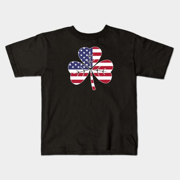 Irish American Pride - Shamrock with American Flag (stars and stripes) Kids T-Shirt by CottonGarb